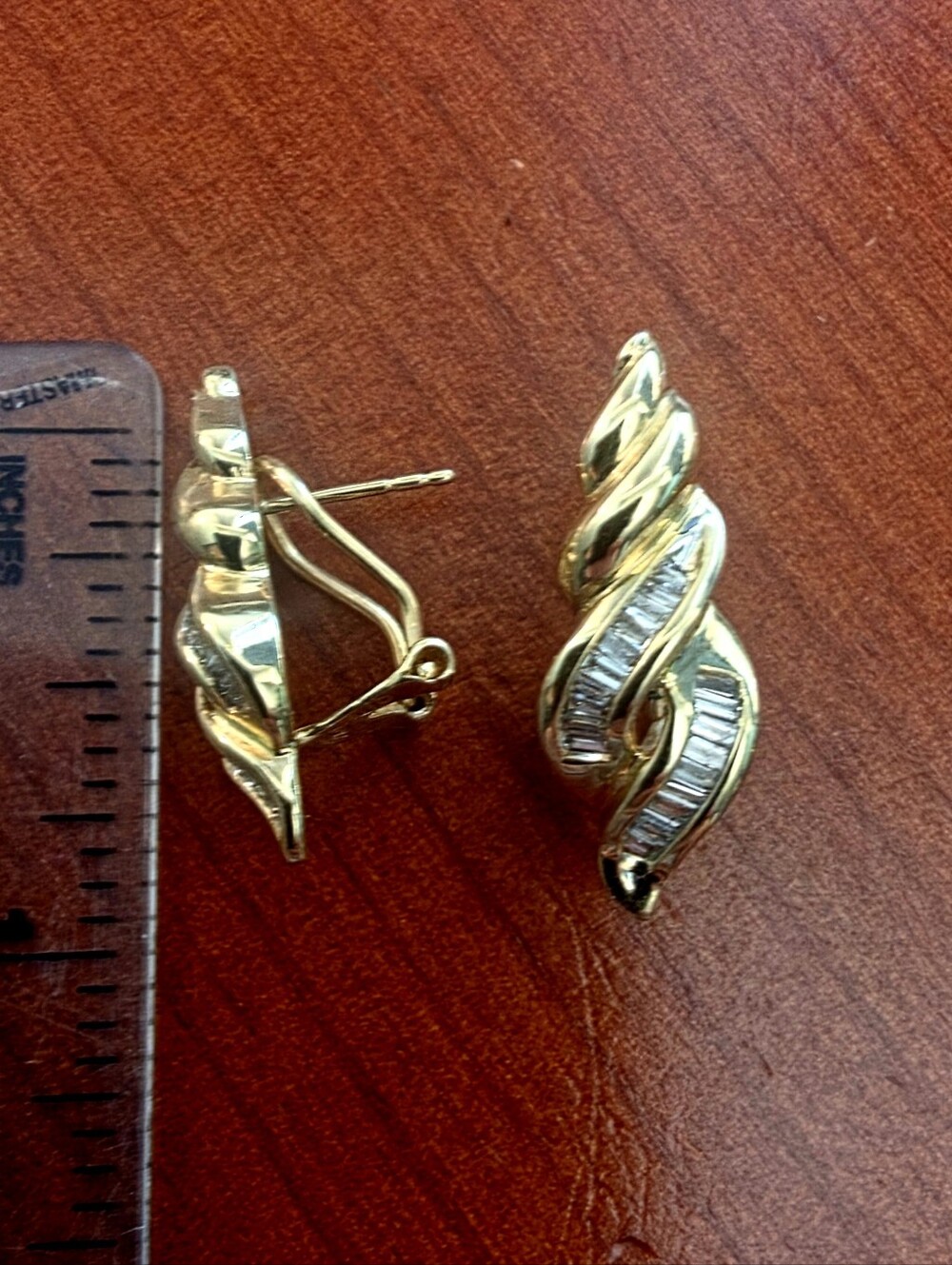 Diamond Baguette Gold Earrings
